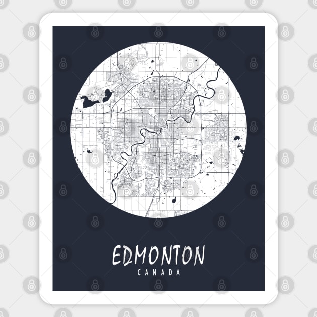 Edmonton, Canada City Map - Full Moon Sticker by deMAP Studio